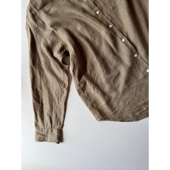 Aritzia WILFRED Sundried Olive Green 100% Linen Relaxed Button-Up Shirt, Size M - Picture 8 of 16